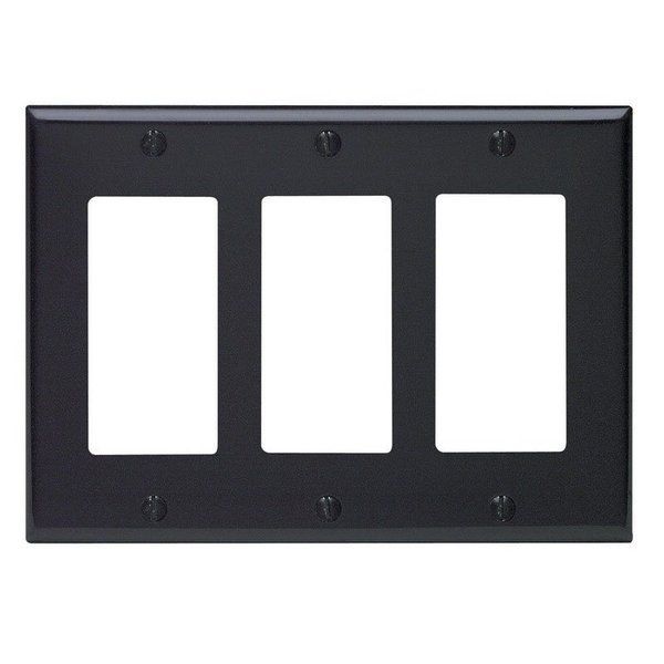 Leviton Wallplate 3G Decora Blk 80411-00E